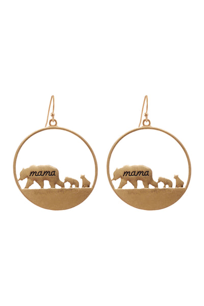 "MAMA BEAR" WITH CUBS HOOK EARRINGS