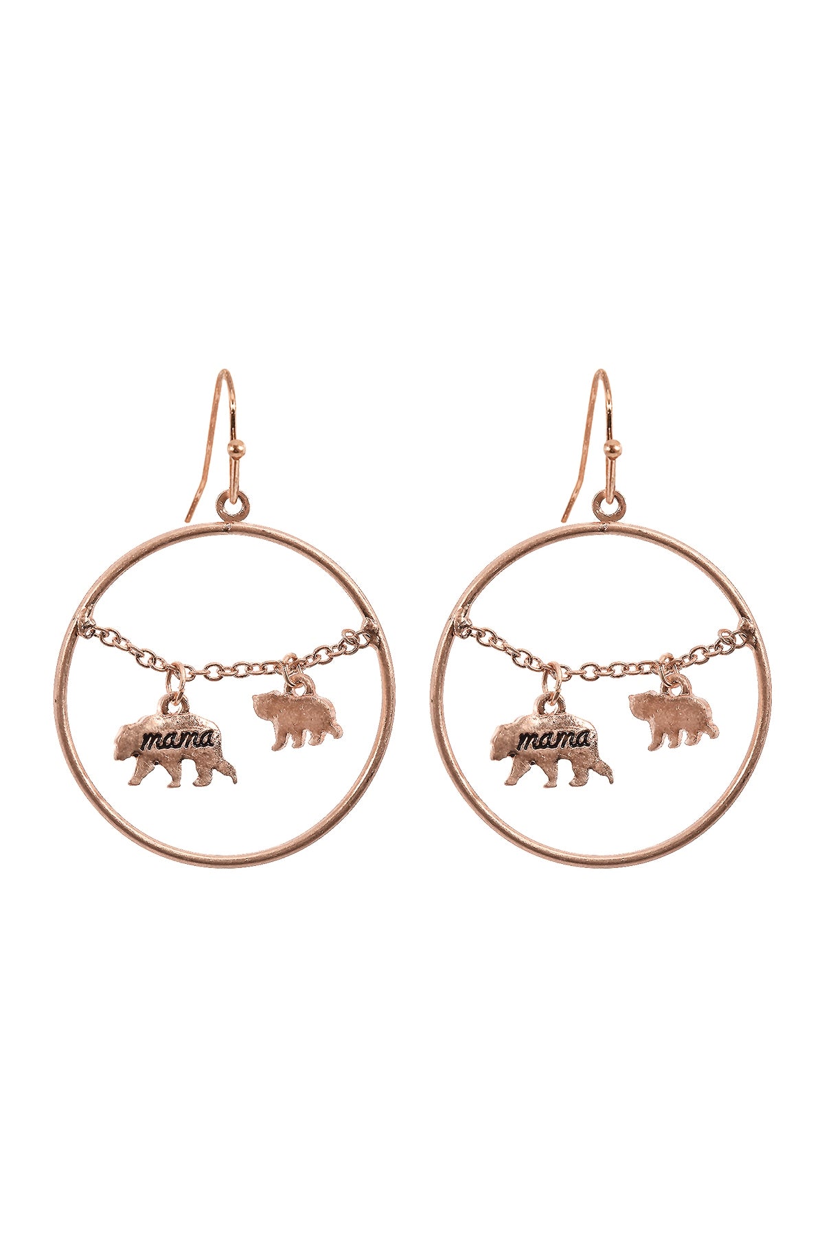 MAMA BEAR CHAIN ROUND HOOK EARRINGS