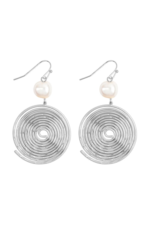 ROUND SWIRL WITH PEARL EARRINGS