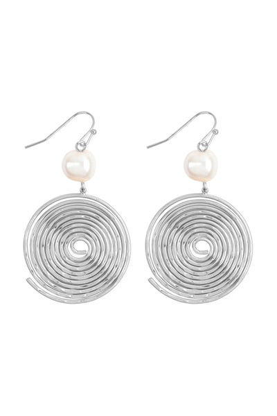 ROUND SWIRL WITH PEARL EARRINGS