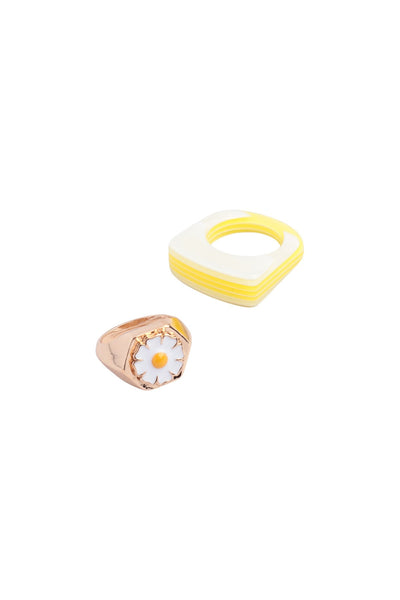 DAISY, RESIN COLOR BLOCK 2 RING SET/6PCS (NOW $2.00 ONLY!)
