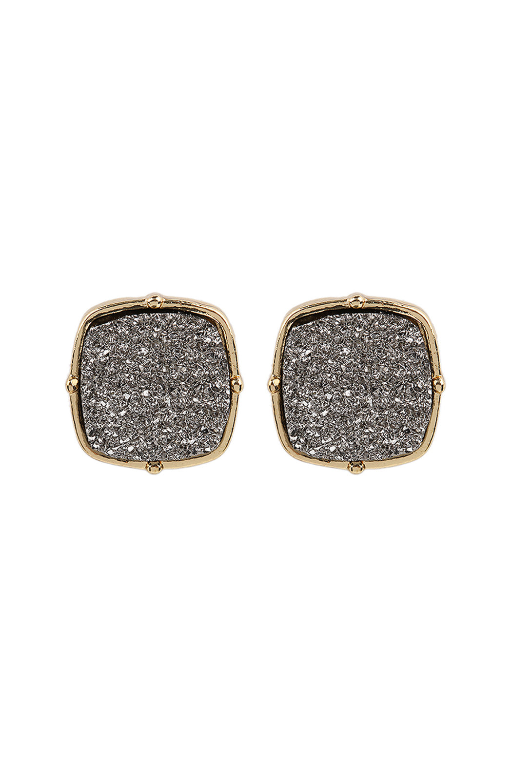 DRUZY POST SQUARE EARRINGS/6PCS (NOW $1.00 ONLY!)