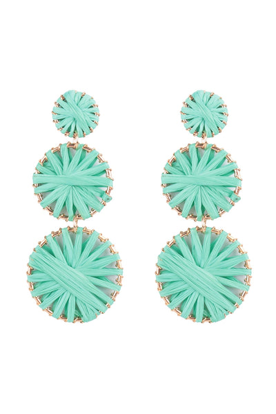 RAFFIA ROUND DROP LINK EARRINGS/3PCS (NOW $3.50 ONLY!)