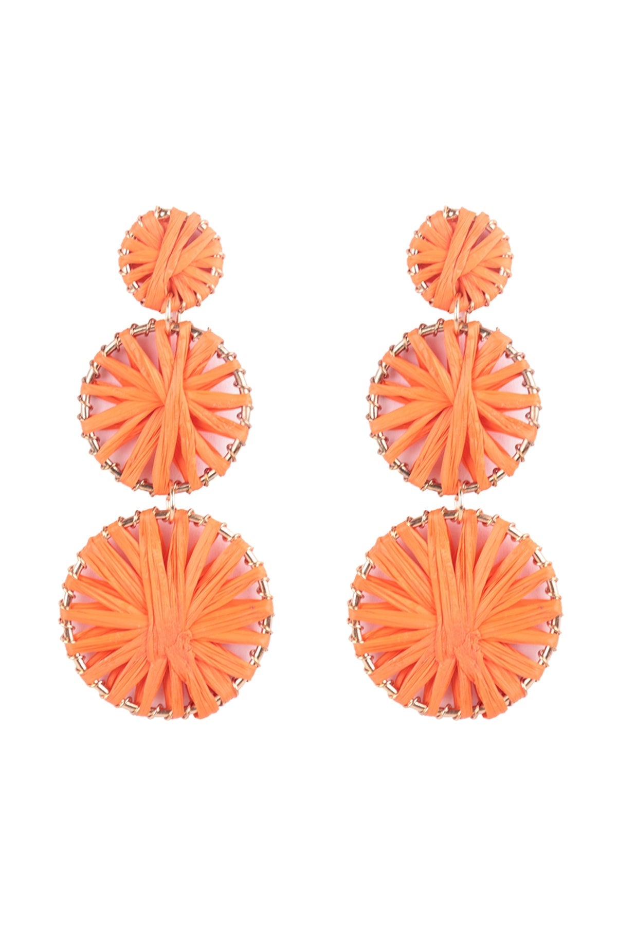 RAFFIA ROUND DROP LINK EARRINGS/3PCS (NOW $3.50 ONLY!)