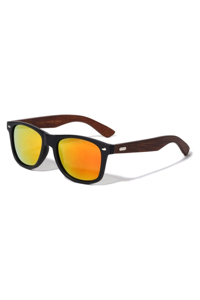 FF-POL-WD-2006-CM-EKO POLARIZED CLASSIC SUNGLASSES WITH WOOD FRAME AND COLOR MIRROR WHOLESALE-12PCS