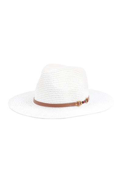WOMEN'S SUMMER STRAW HAT WITH LEATHER STRAP
