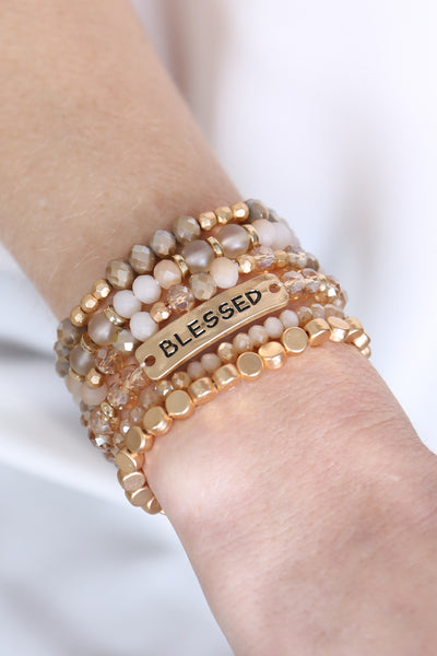 BLESSED CHARM MIXED BEADS BRACELET/6PCS