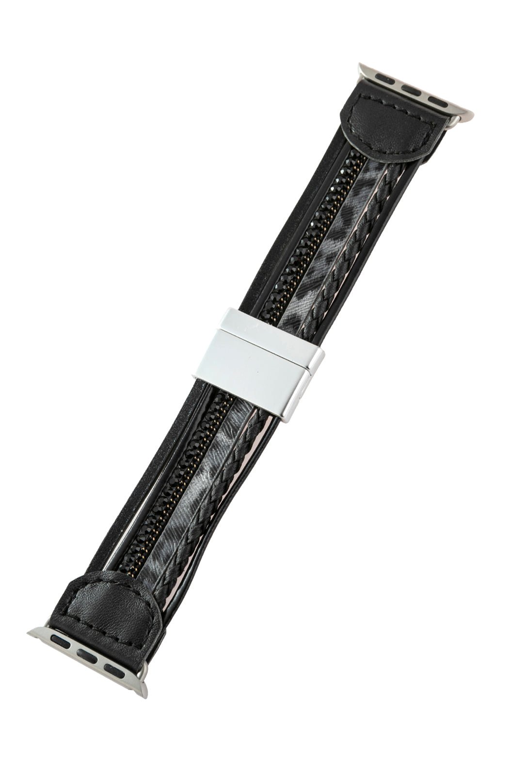 BLACK LEOPARD PRINT LEATHER WATCH MAGNETIC STRAP *** WATCH NOT INCLUDED***