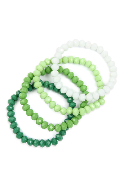 FOUR LINE RONDELLE BEADS STRETCH BRACELET/6PCS