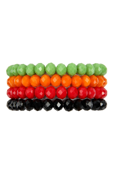 FOUR LINE RONDELLE BEADS STRETCH BRACELET/6PCS