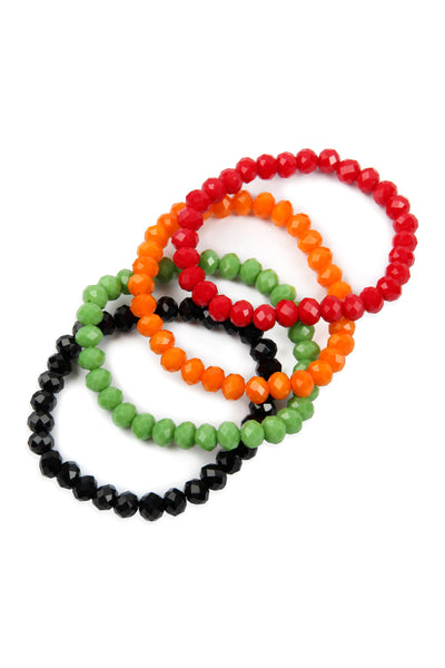 FOUR LINE RONDELLE BEADS STRETCH BRACELET/6PCS