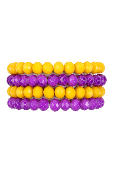 FOUR LINE RONDELLE BEADS STRETCH BRACELET/6PCS