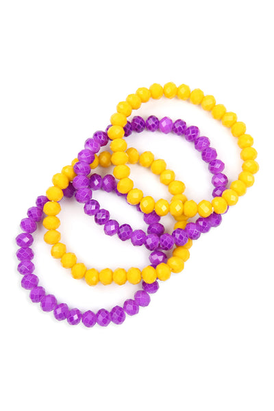 FOUR LINE RONDELLE BEADS STRETCH BRACELET/6PCS