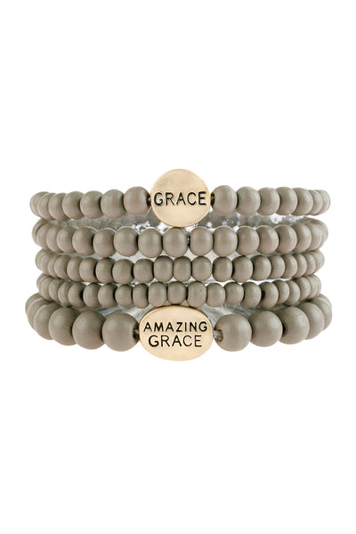 "GRACE" WOOD STACKABLE BEADED BRACELET