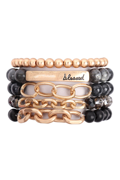BLESSED CHARM MULTILINE BEADED BRACELET