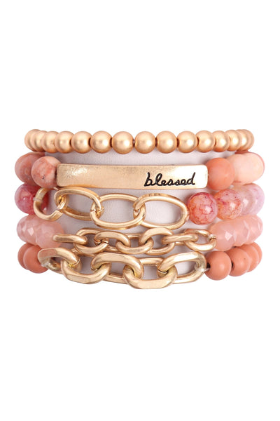 BLESSED CHARM MULTILINE BEADED BRACELET