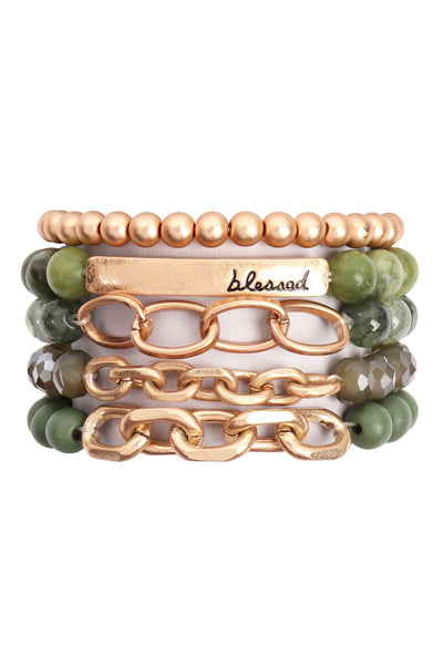 BLESSED CHARM MULTILINE BEADED BRACELET