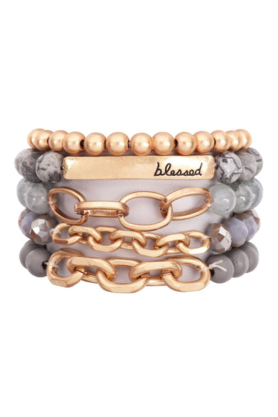 BLESSED CHARM MULTILINE BEADED BRACELET