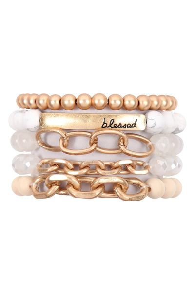 BLESSED CHARM MULTILINE BEADED BRACELET