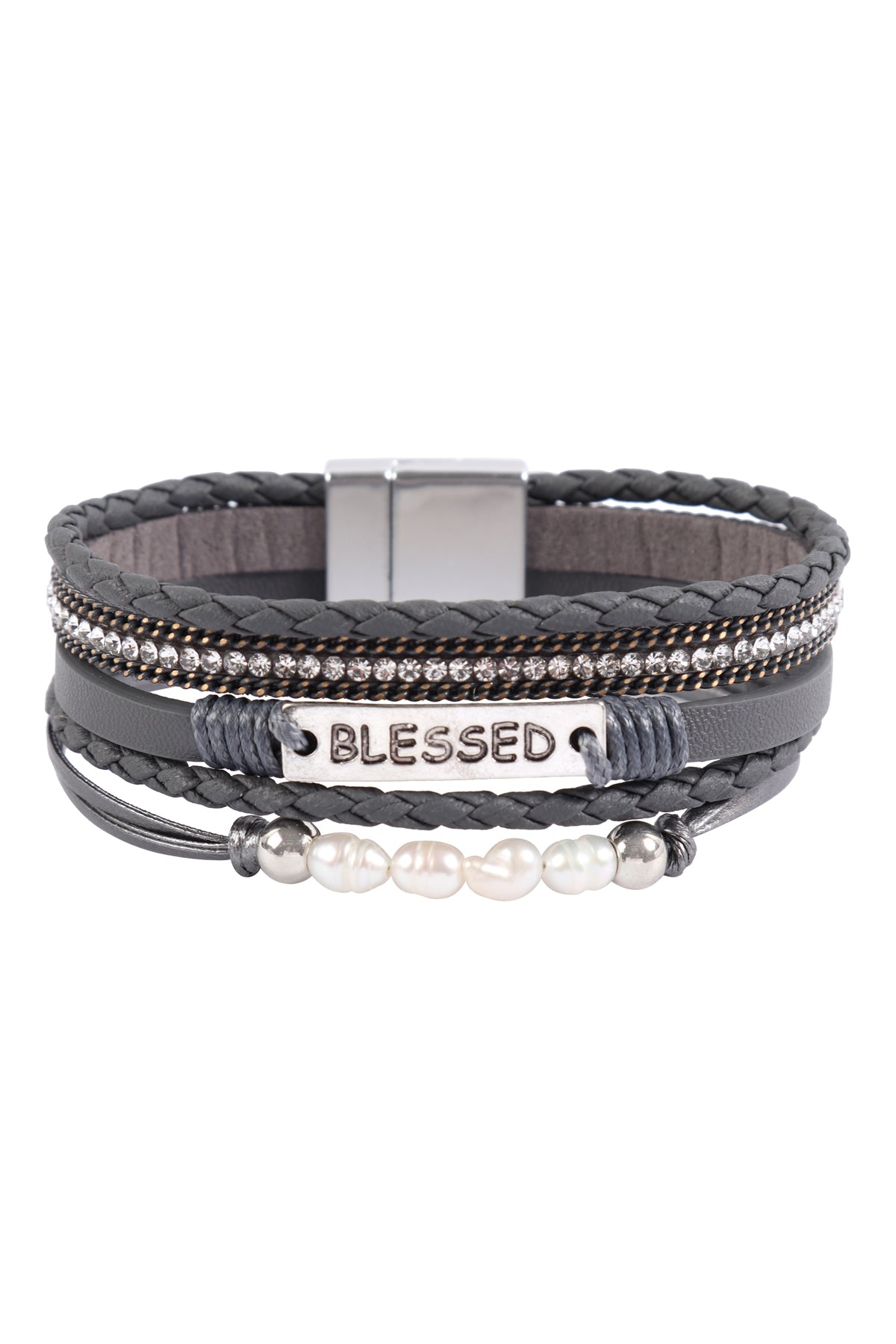 BLESSED MULTI LINE LEATHER WITH MAGNETIC LOCK BRACELET (NOW $1.25 ONLY!)