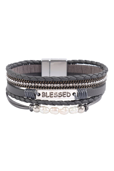 BLESSED MULTI LINE LEATHER WITH MAGNETIC LOCK BRACELET (NOW $1.25 ONLY!)