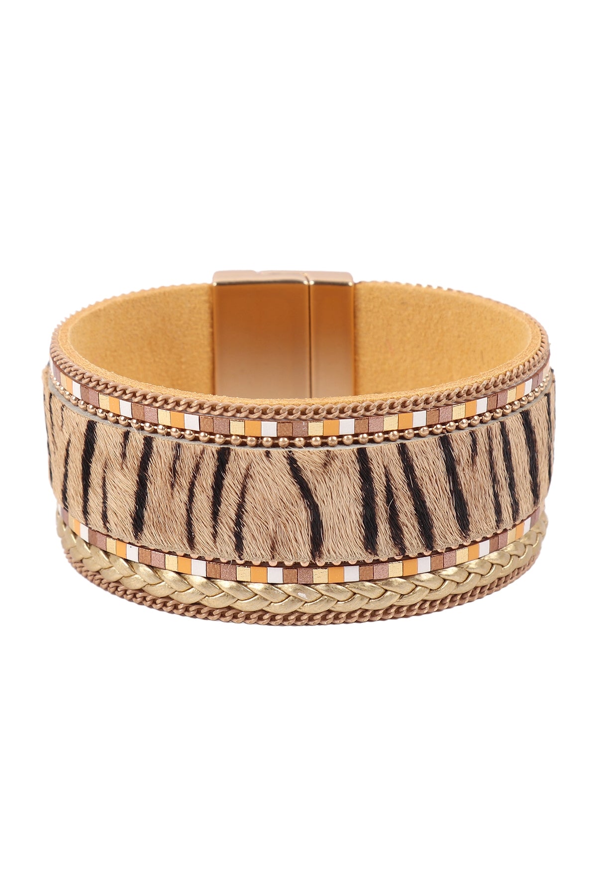 ANIMAL PRINT LEATHER MAGNETIC LOCK BRACELET