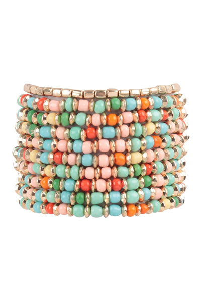 SEED BEAD, CCB STACKABLE, LAYERED VERSATILE BRACELET/6PCS (NOW $2.00 ONLY!)