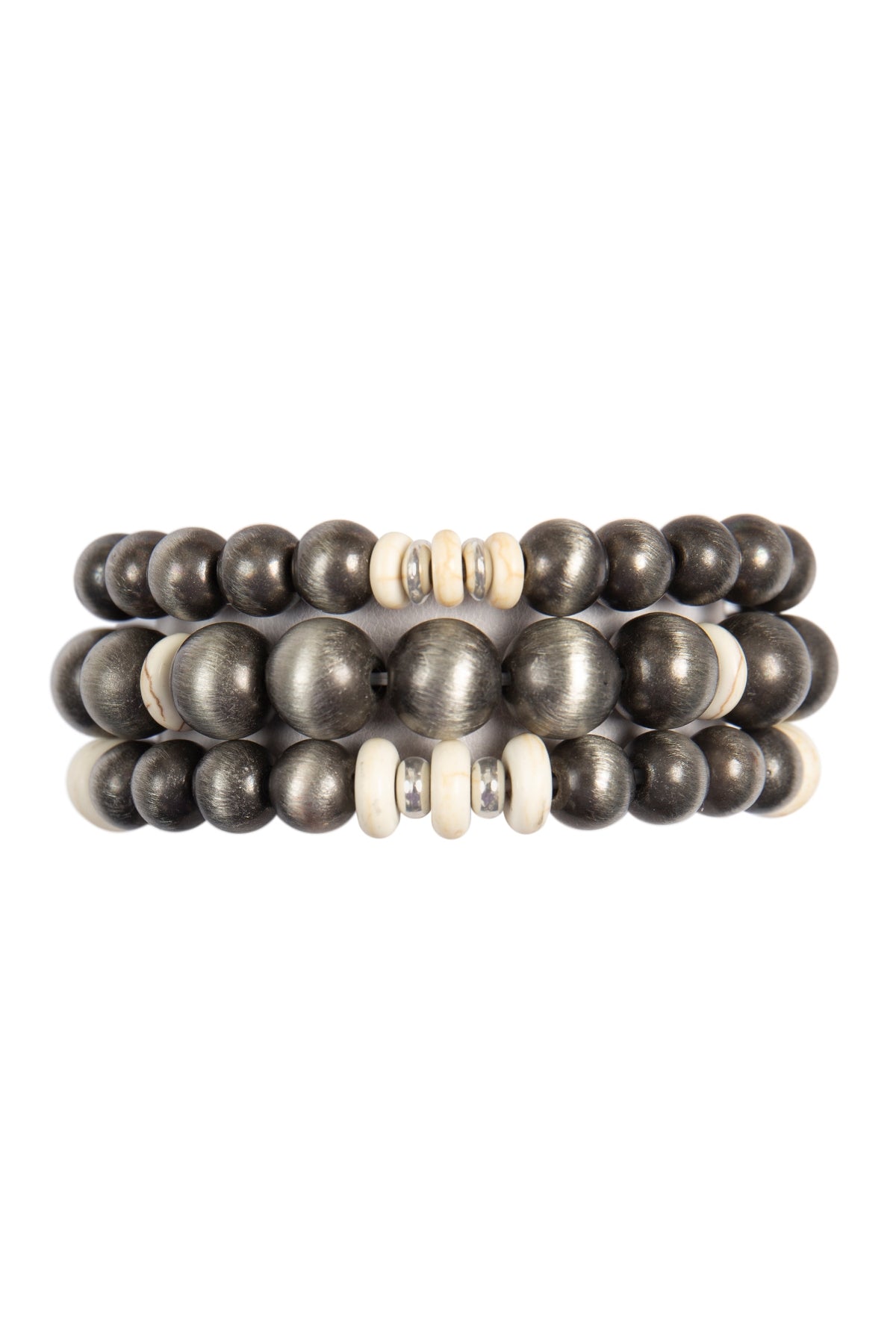 WOOD BEAD WITH NATURAL STONE LAYERED BRACELET SET (NOW $1.25 ONLY!)