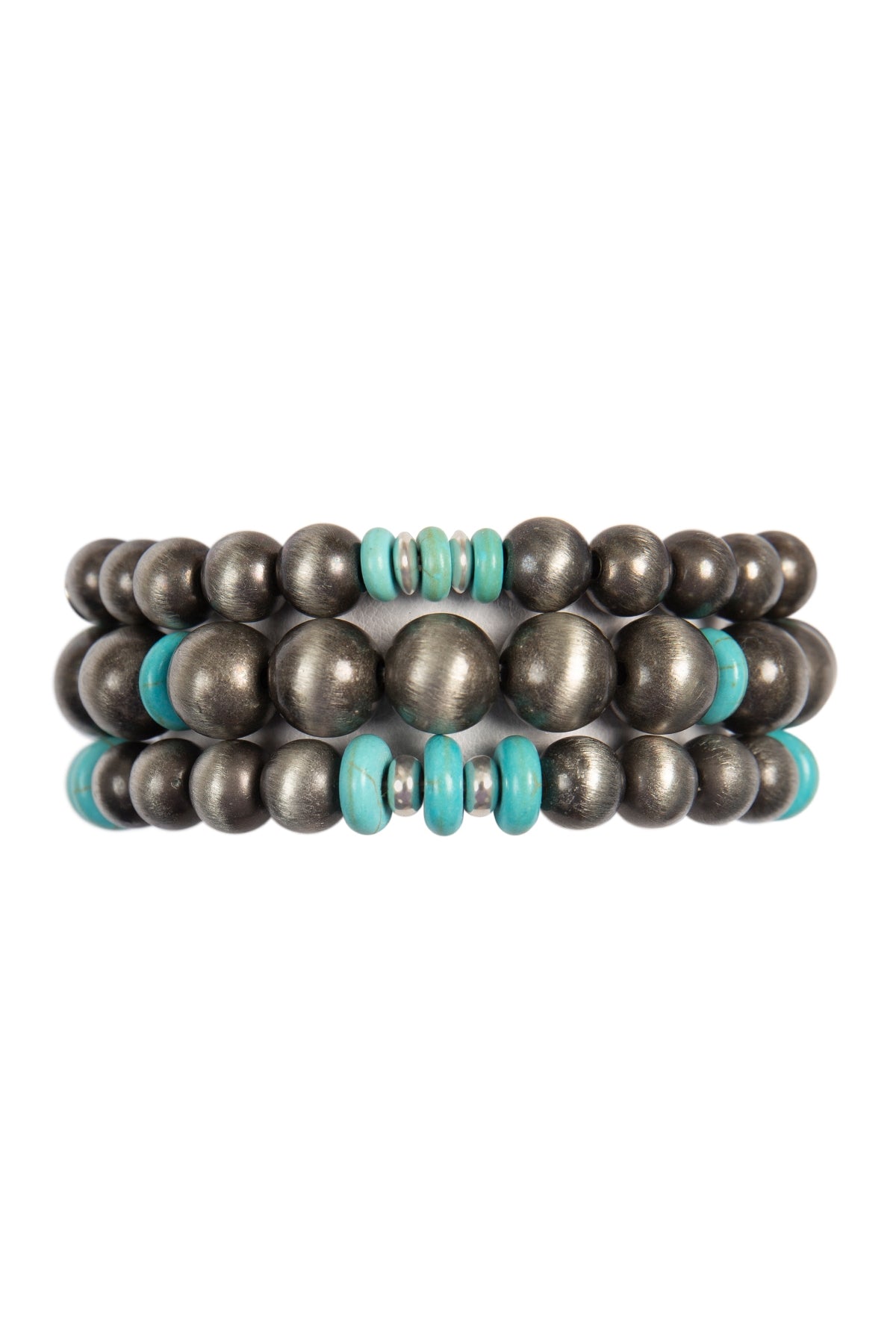 WOOD BEAD WITH NATURAL STONE LAYERED BRACELET SET (NOW $1.25 ONLY!)