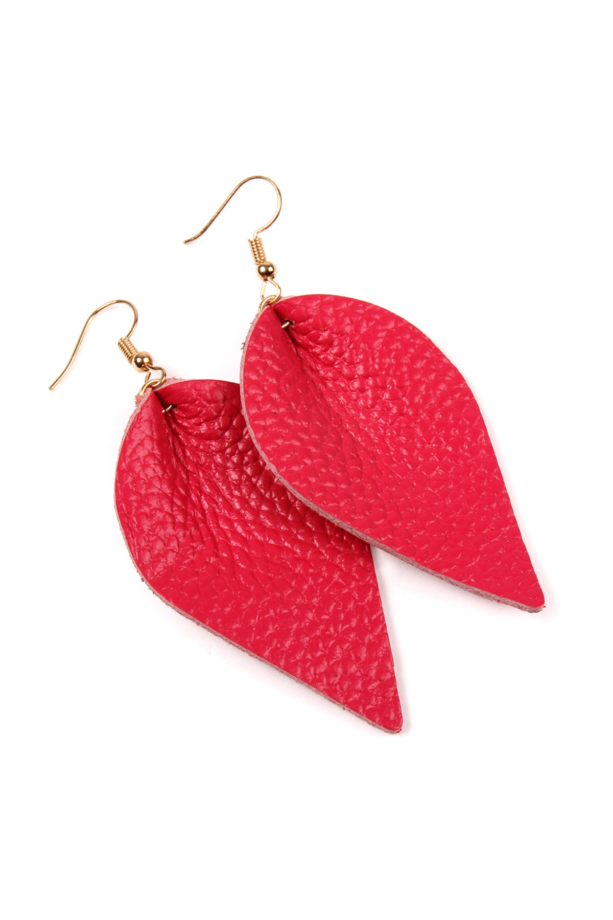 TEARDROP SHAPE PINCHED LEATHER EARRINGS/6PAIRS