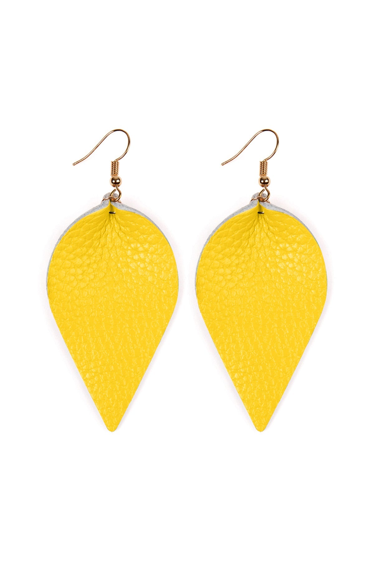TEARDROP SHAPE PINCHED LEATHER EARRINGS/6PAIRS