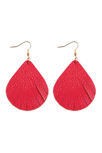 FRINGED PEAR SHAPE LEATHER EARRINGS/6PAIRS (NOW $1.25 ONLY!)