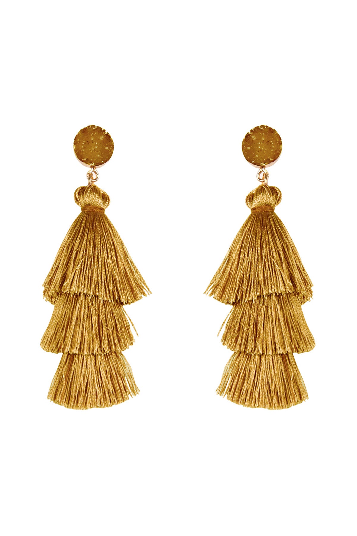 DRUZY POST TASSEL DROP EARRINGS