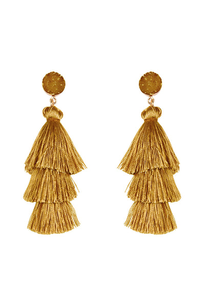 DRUZY POST TASSEL DROP EARRINGS