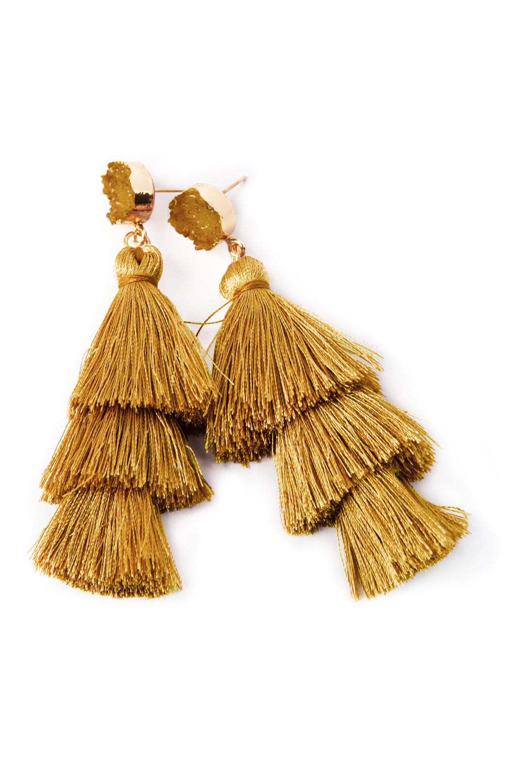 DRUZY POST TASSEL DROP EARRINGS