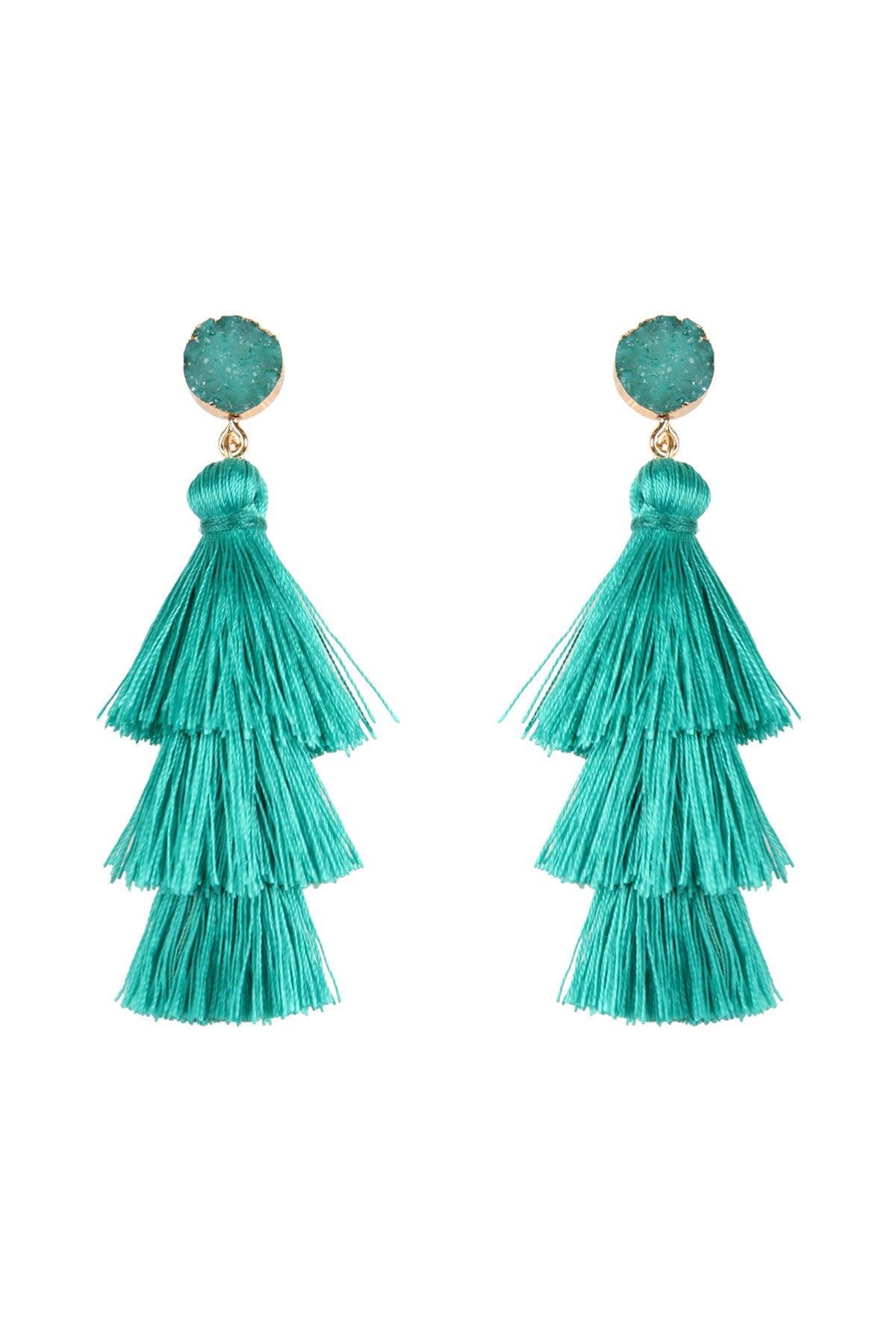 DRUZY POST TASSEL DROP EARRINGS