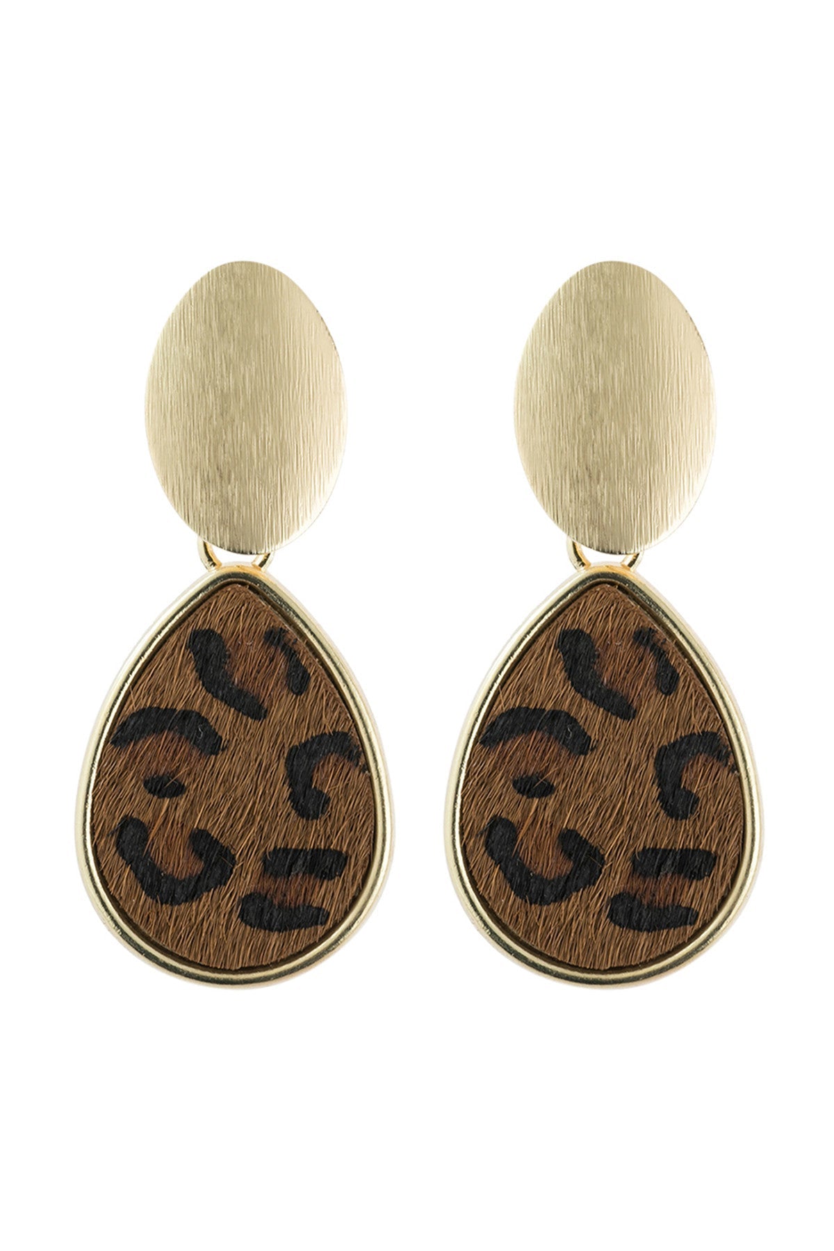 FACETED LEOPARD PEAR SHAPE LINK POST EARRING/6PAIRS (NOW $1.00 ONLY!)