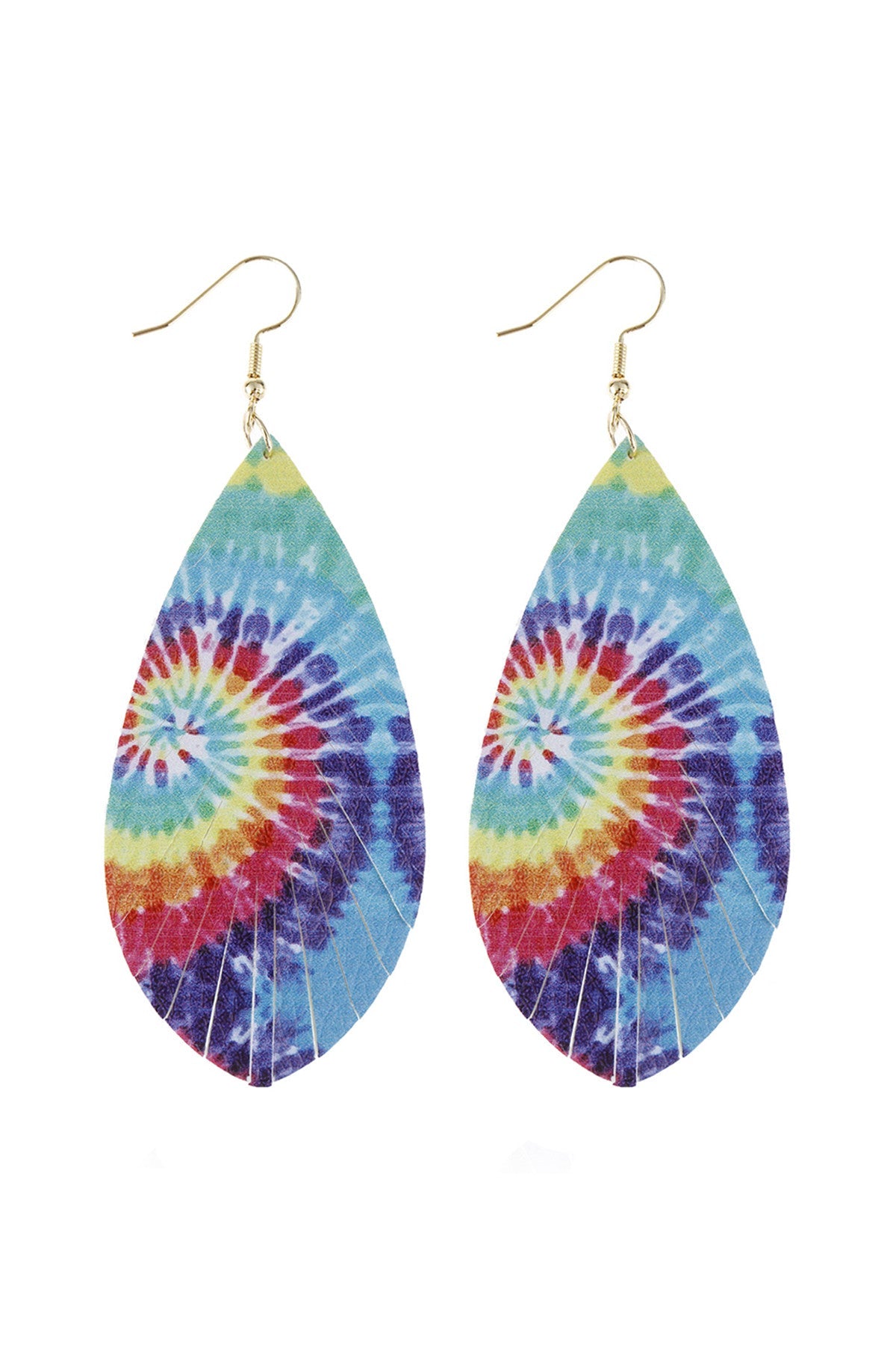 SPIRAL MULTICOLOR PRINTED LEATHER TASSEL HOOK EARRINGS/6PAIRS (NOW $0.75 ONLY!)