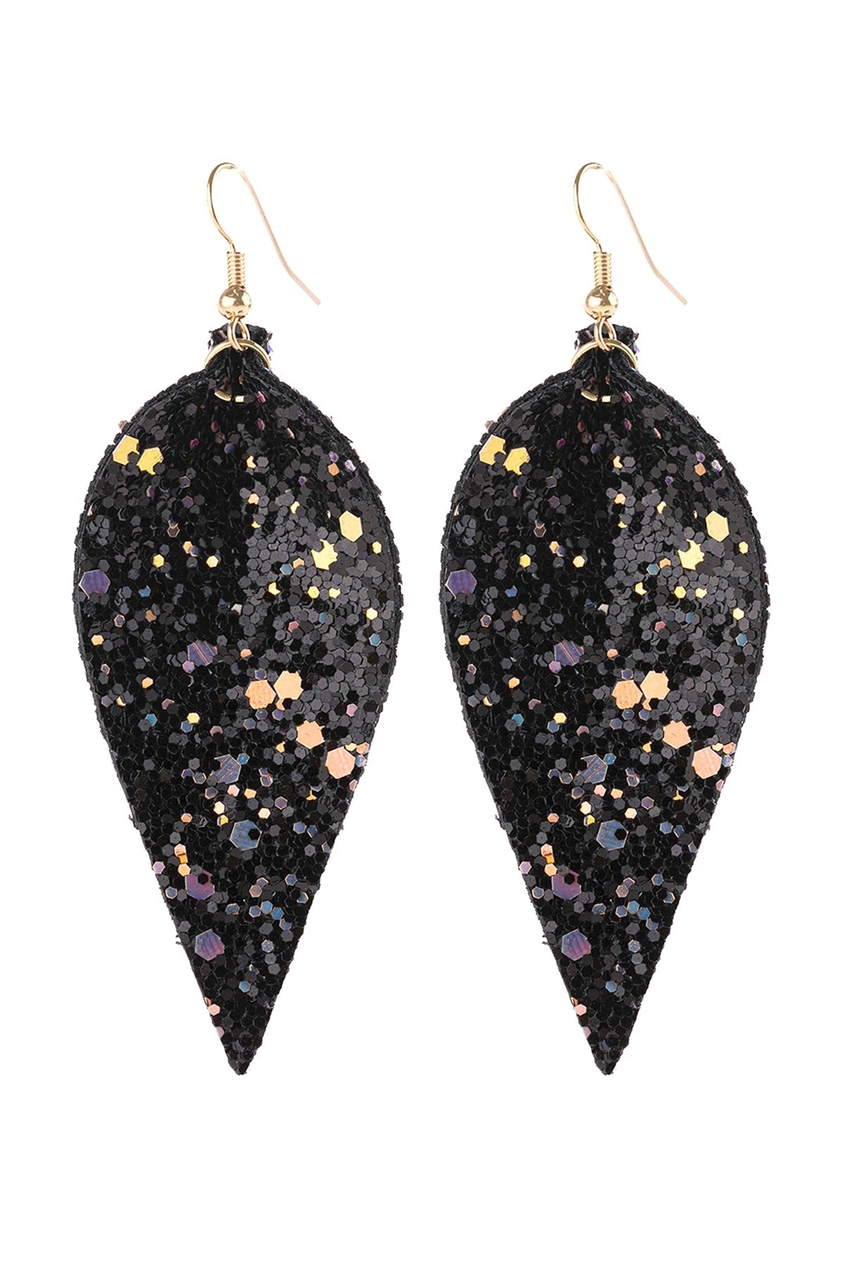 PINCHED SEQUIN LEATHER DROP EARRINGS/6PAIRS (NOW $1.25 ONLY!)
