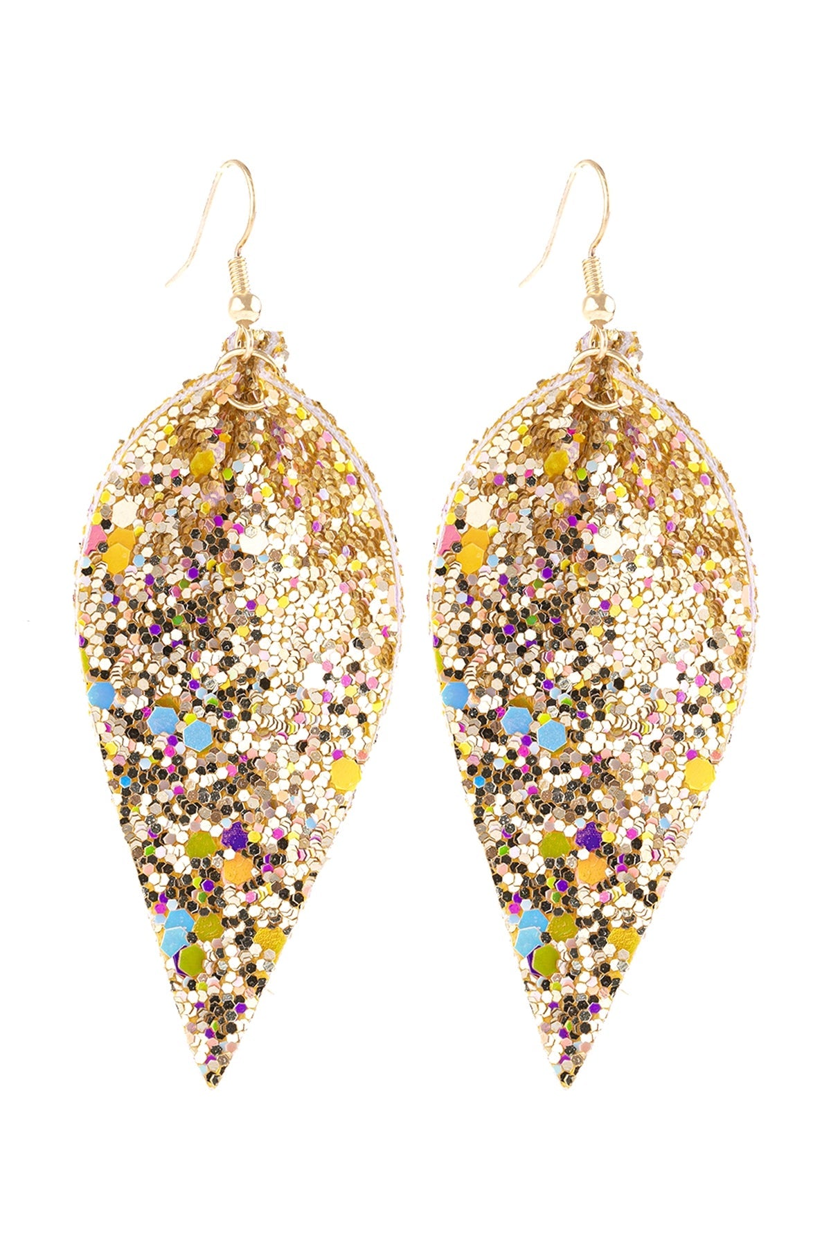 PINCHED SEQUIN LEATHER DROP EARRINGS/6PAIRS (NOW $1.25 ONLY!)