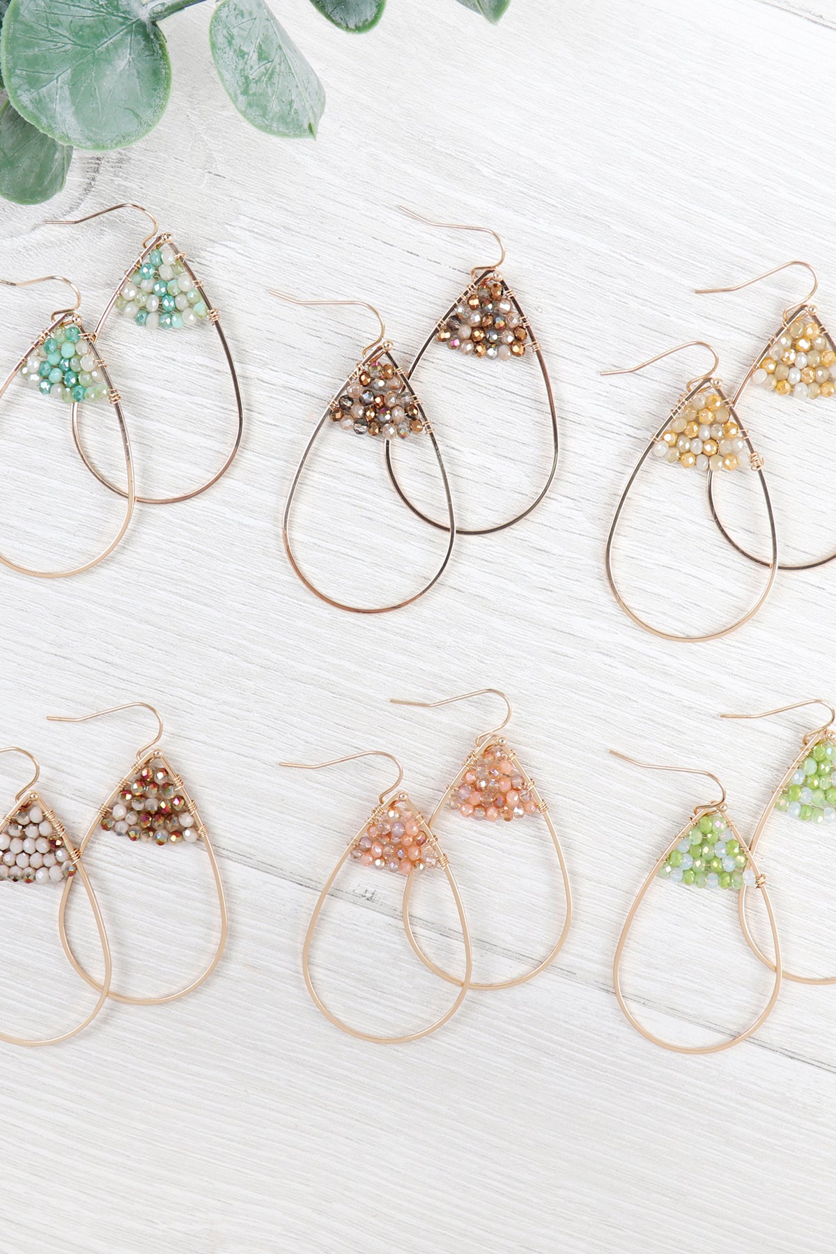 OPEN TEARDROP WITH RONDELLE BEADS EARRINGS/6PAIRS (NOW $1.00 ONLY!)