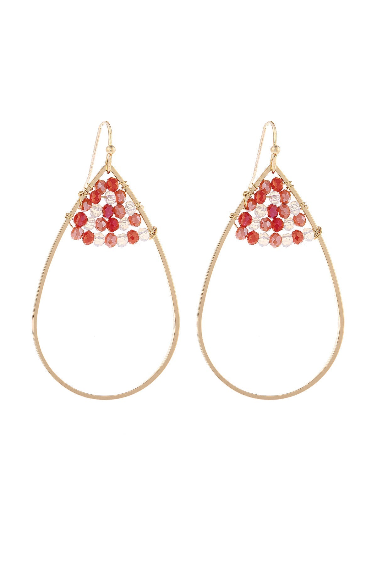 OPEN TEARDROP WITH RONDELLE BEADS EARRINGS/6PAIRS (NOW $1.00 ONLY!)