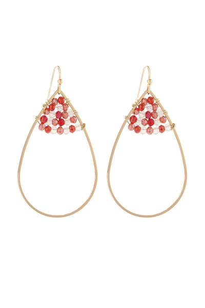 OPEN TEARDROP WITH RONDELLE BEADS EARRINGS/6PAIRS (NOW $1.00 ONLY!)