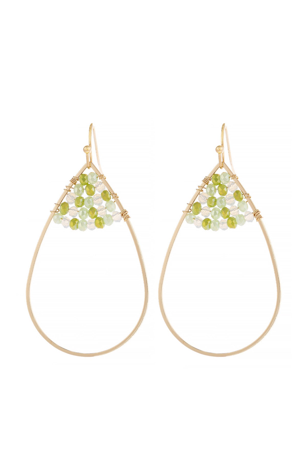 OPEN TEARDROP WITH RONDELLE BEADS EARRINGS/6PAIRS (NOW $1.00 ONLY!)