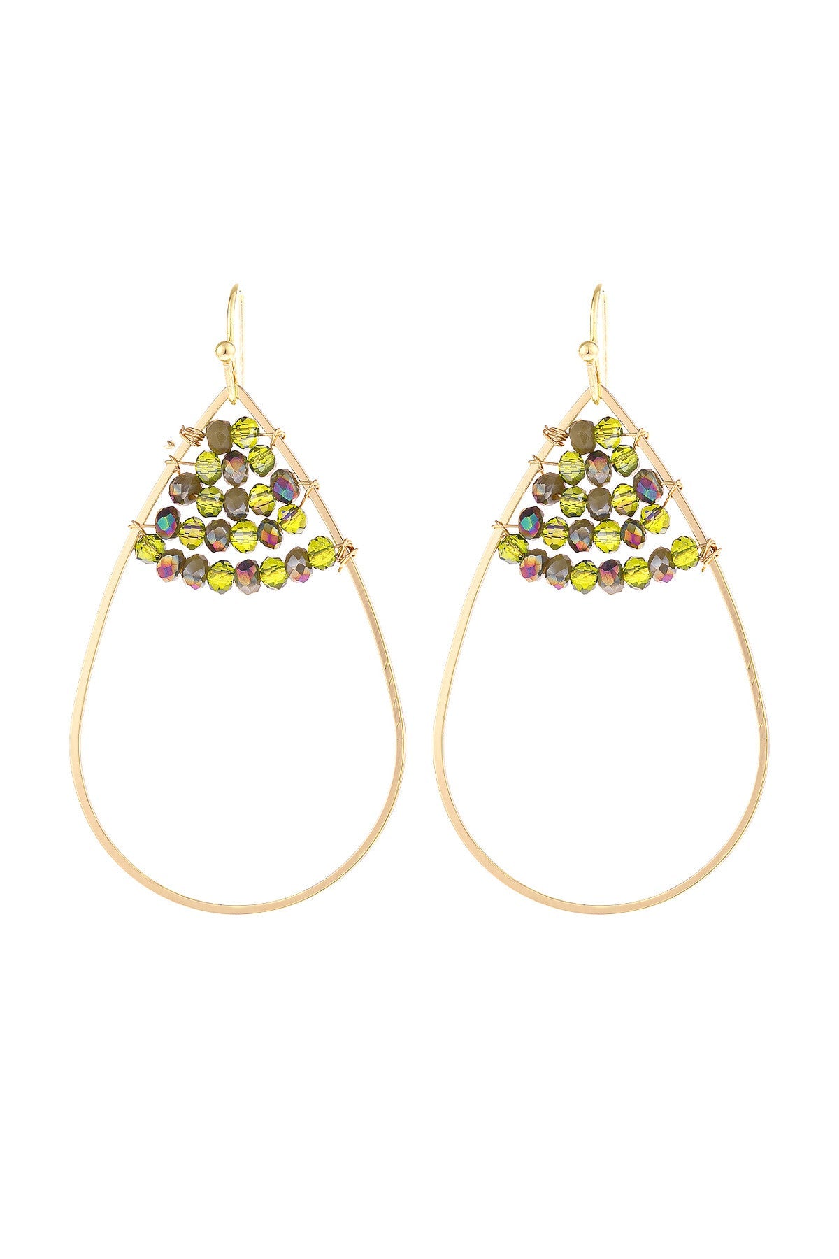 OPEN TEARDROP WITH RONDELLE BEADS EARRINGS/6PAIRS (NOW $1.00 ONLY!)