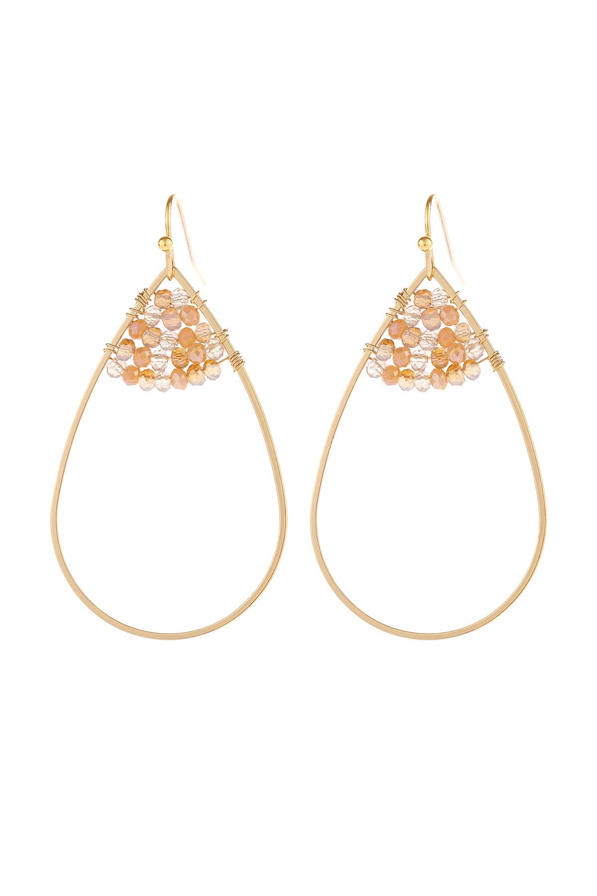 OPEN TEARDROP WITH RONDELLE BEADS EARRINGS/6PAIRS (NOW $1.00 ONLY!)