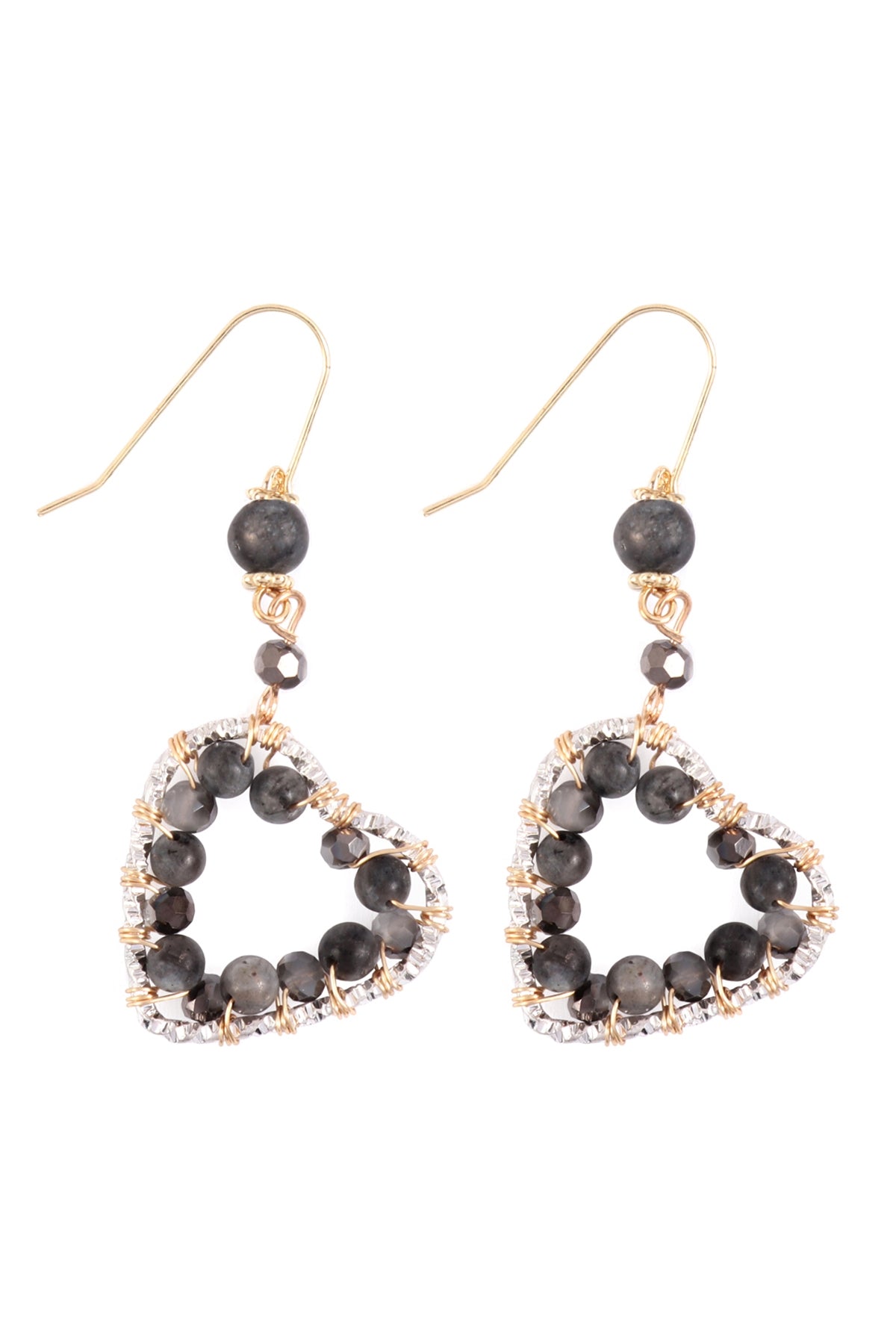 HEART BEADED DROP EARRINGS