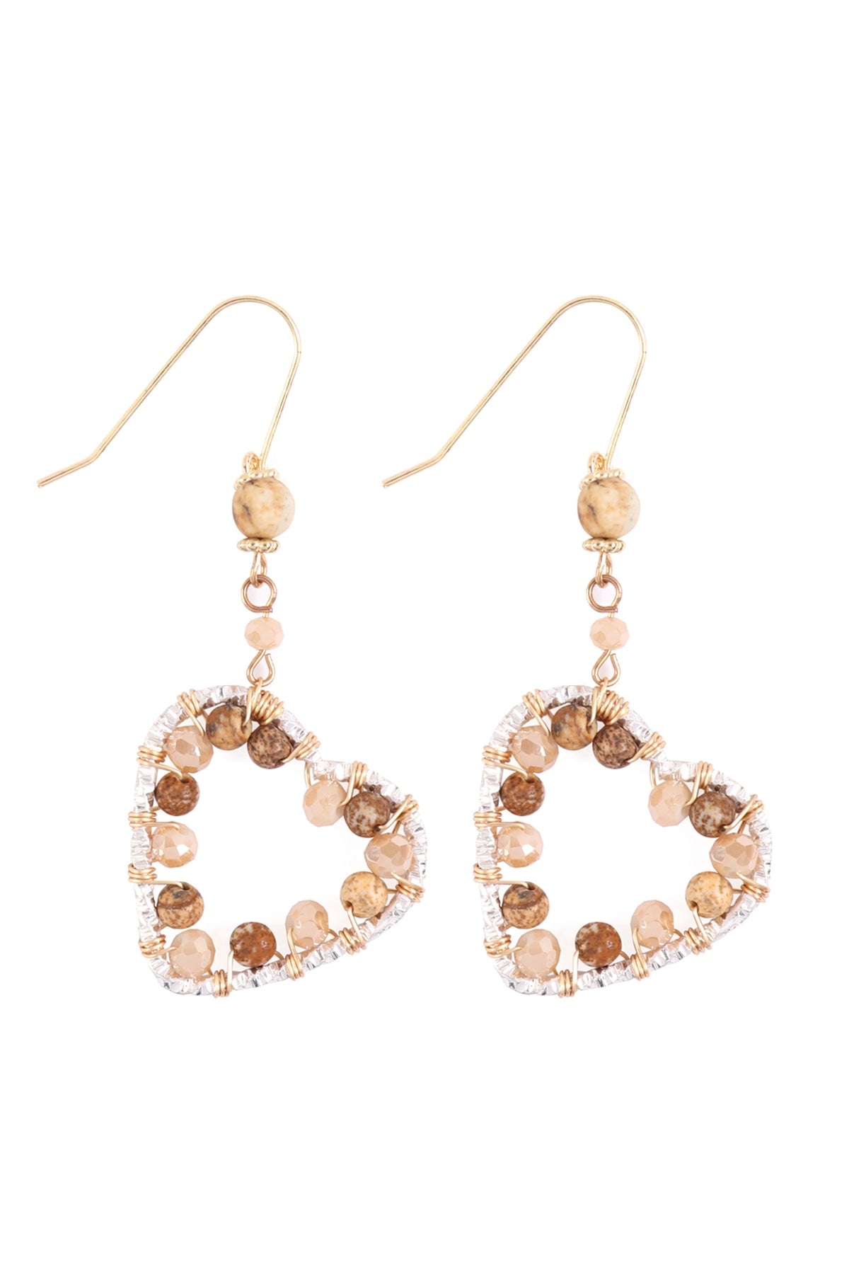 HEART BEADED DROP EARRINGS
