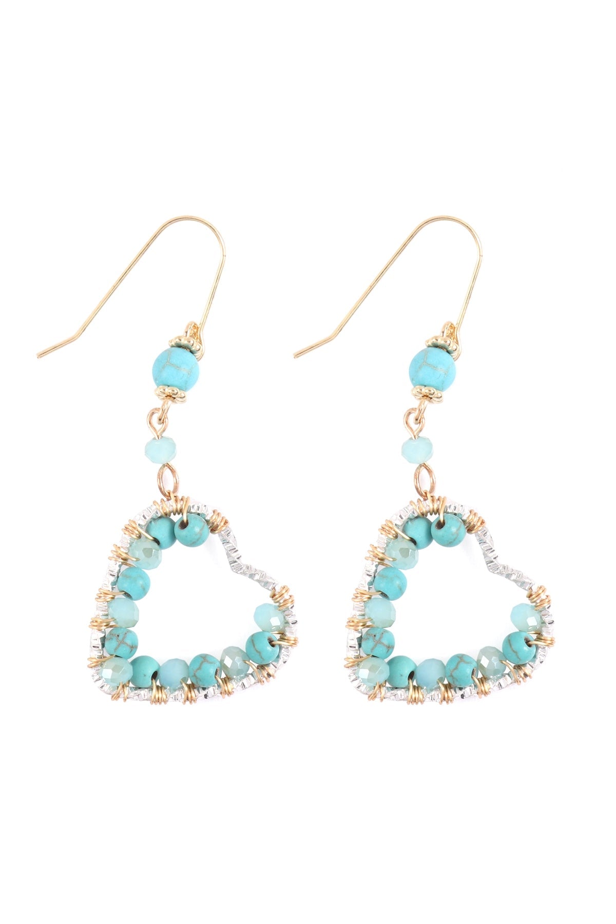 HEART BEADED DROP EARRINGS