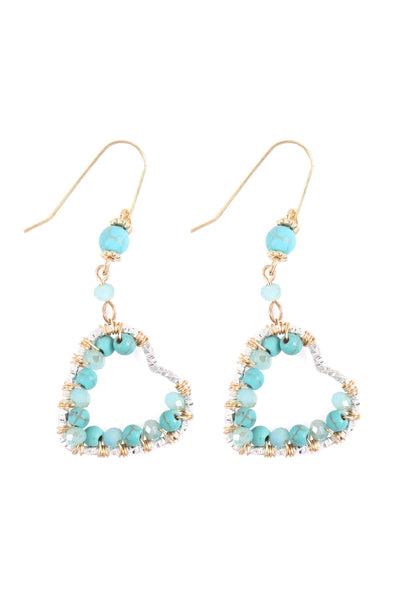 HEART BEADED DROP EARRINGS